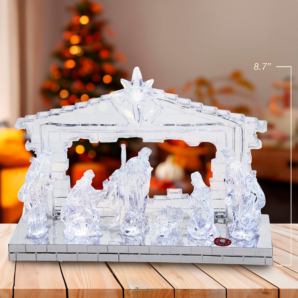 Kurt Adler 8.7-Inch Battery-Operated Light-Up LED Musical Nativity Scene